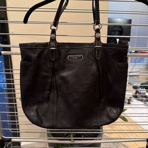 Coach Black Tote with Sturdy Handles and Metallic Logo